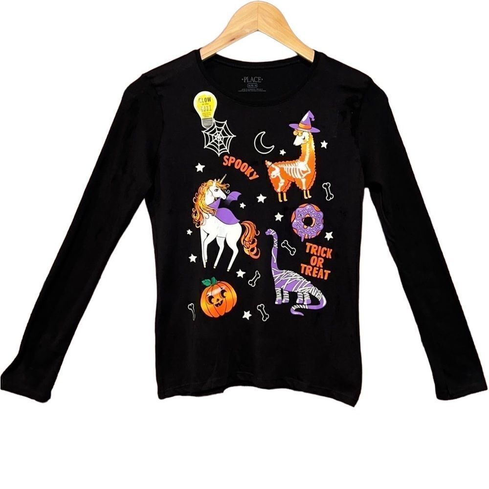 Children's Place Halloween Glow-in-the-Dark Graphic Long Sleeve T-Shirt